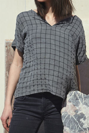 Picture of slit top in checked grey