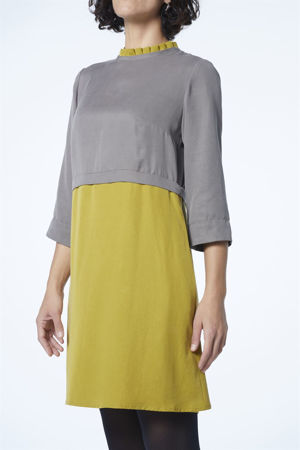 Picture of two tone shift dress in grey lime