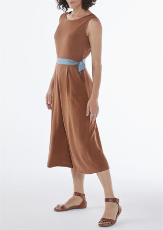 Picture of wrap jumpsuit in rusty brown