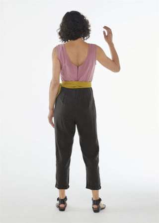 Picture of "chic and belted"  jumpsuit in black/pink/lime