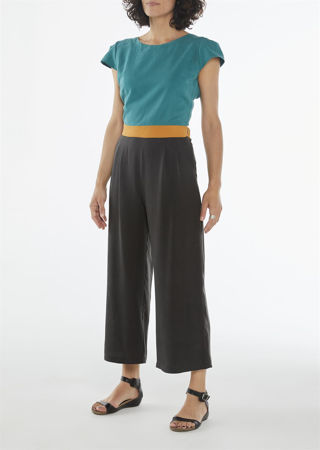 Picture of "knot" jumpsuit in teal-orange- black