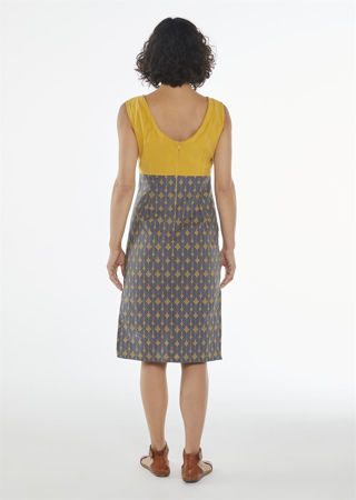 Picture of Bodycon dress in mustard- blue