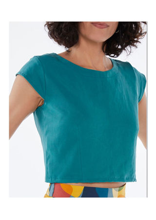 Picture of low back crop top teal