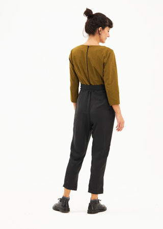 Picture of "flying lapel" jumpsuit in olive black