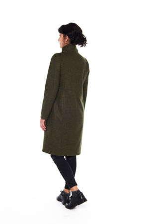 Picture of the diagonal fitted coat in olive