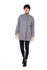 Picture of the "cocoon" coat in white black herringbone