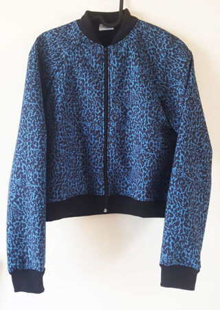 Picture of softshell blue animal print bomber jacket