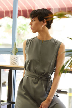 Picture of A-line midi dress greyish green