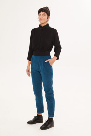 Picture of high waist carrot pants in blue teal