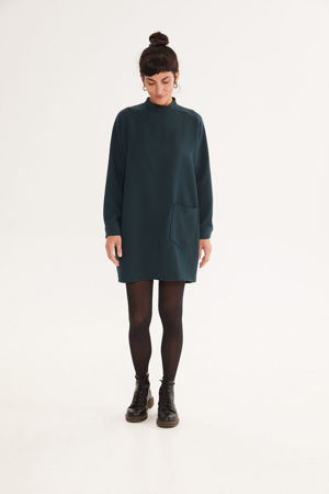 Picture of oversized single pocket dress in green teal