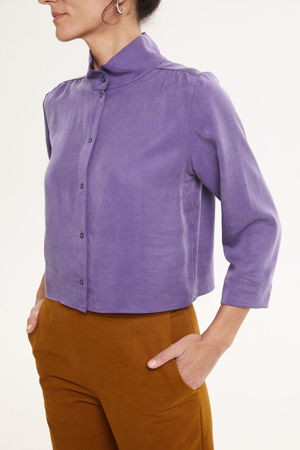 Picture of swan crop shirt in purple