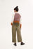 Picture of high waist corduroy pants in olive  green