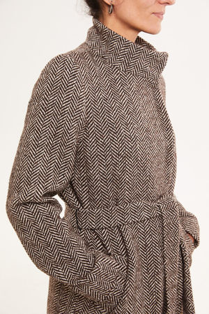 Picture of "JUST" coat in brown herringbone