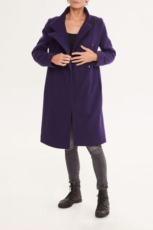 Picture of the diagonal fitted coat in purple