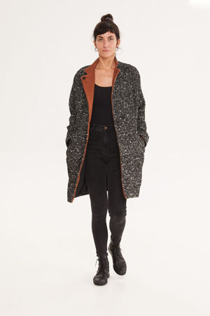 Picture of oversized raglan coat in black snow