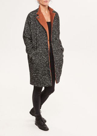 Picture of oversized raglan coat in black snow