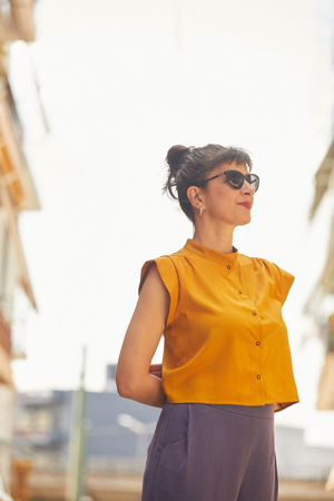 Picture of mao  crop shirt yellow