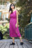 Picture of Minimal wrap midi dress in fuschia