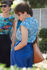 Picture of high waist  pleated pants in blue