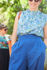 Picture of high waist  pleated pants in blue