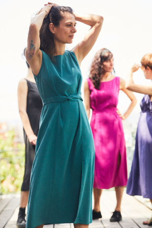 Picture of Minimal wrap midi dress in greyish teal