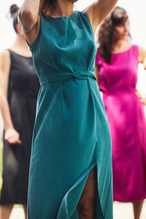 Picture of Minimal wrap midi dress in greyish teal
