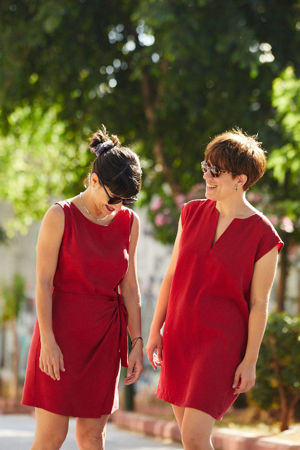 Picture of cocoon dress in red