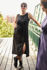 Picture of Minimal wrap midi dress in black