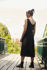 Picture of Minimal wrap midi dress in black