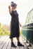 Picture of Minimal wrap midi dress in black