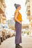 Picture of pleated pocket pants in purple