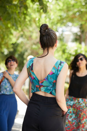 Picture of Low back jumpsuit in black floral