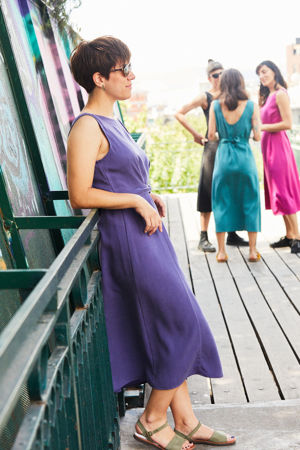 Picture of Minimal wrap midi dress in purple