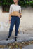 Picture of high waist basic pants in teal