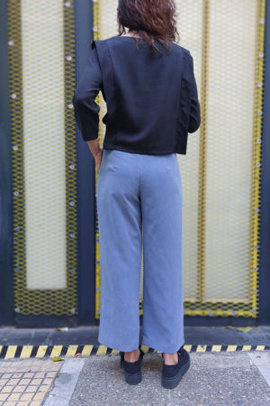 Picture of high waist pants in greyish blue