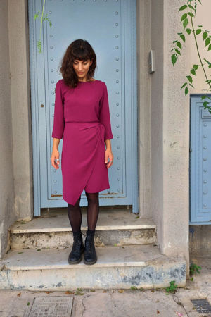 Picture of wrap midi dress in magenda