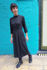Picture of Minimal wrap midi dress in black