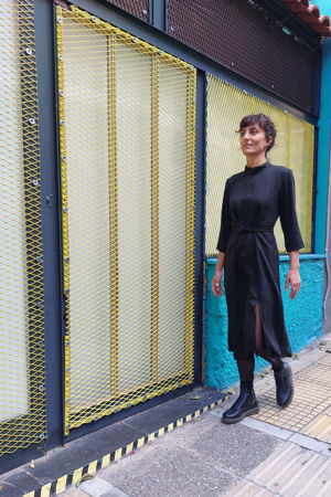 Picture of Minimal wrap midi dress in black
