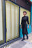 Picture of Minimal wrap midi dress in black