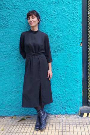 Picture of Minimal wrap midi dress in black