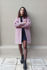 Picture of collarless raglan coat in greyish lilac