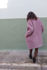 Picture of collarless raglan coat in greyish lilac