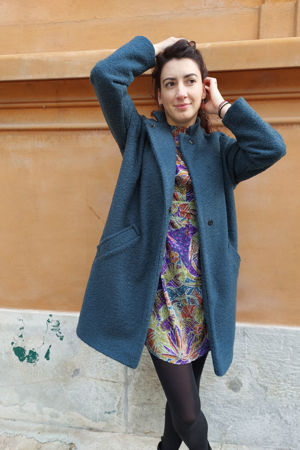 Picture of oversized raglan coat in teal