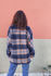 Picture of the "cocoon" coat in checkered blue orange
