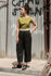 Picture of Low back jumpsuit in lime animal - black