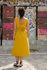 Picture of Minimal wrap midi dress in yellow