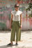 Picture of pleated pocket pants in olive
