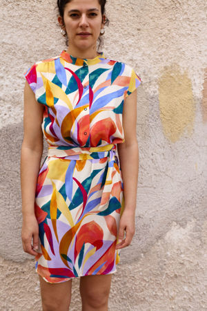 Picture of "aquarelle" mao shirt dress