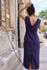 Picture of Vneck pleated dress in blue