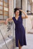 Picture of Vneck pleated dress in blue